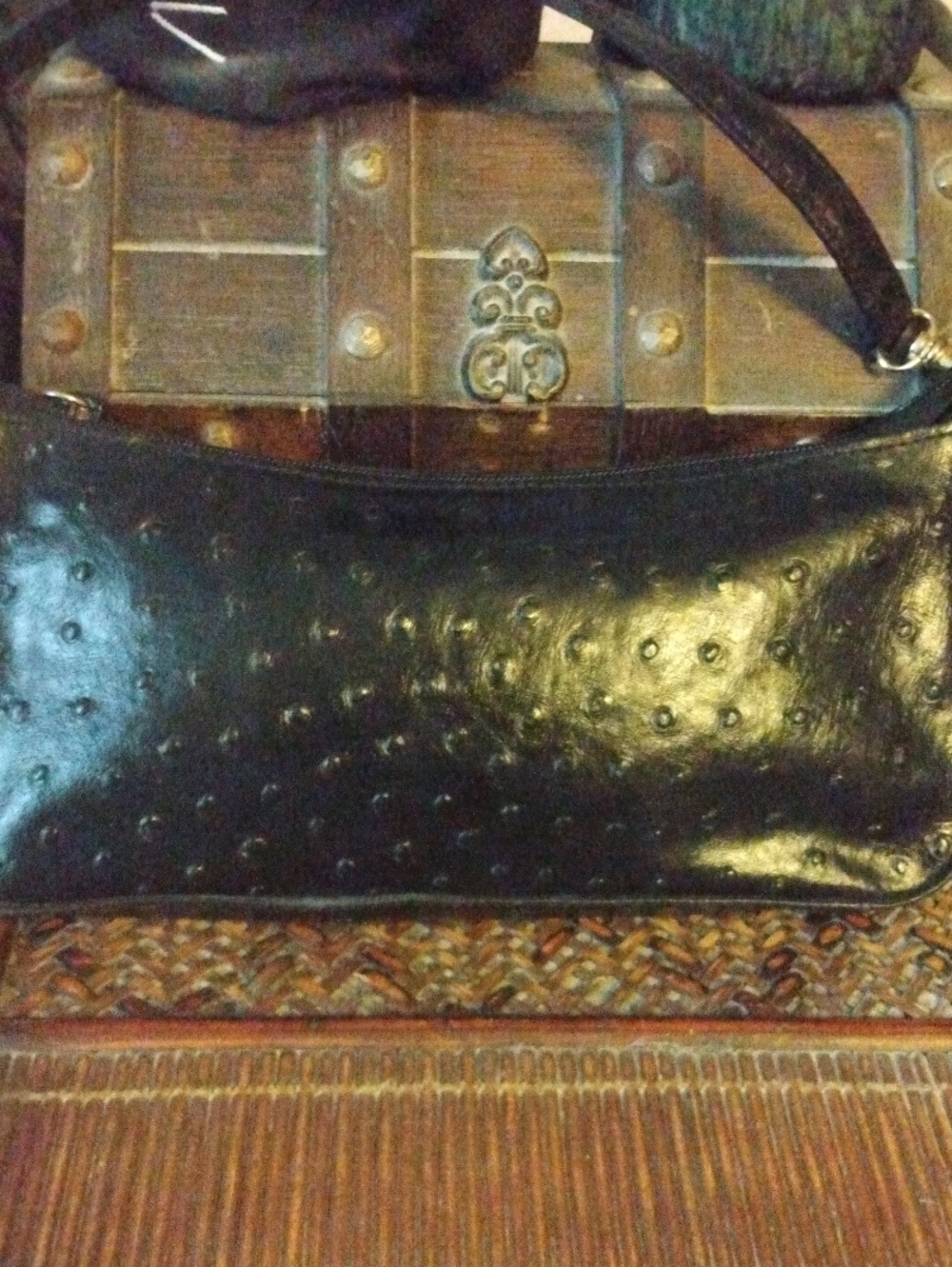Giani Bernini ostrich Black  Texture Shoulder Bag